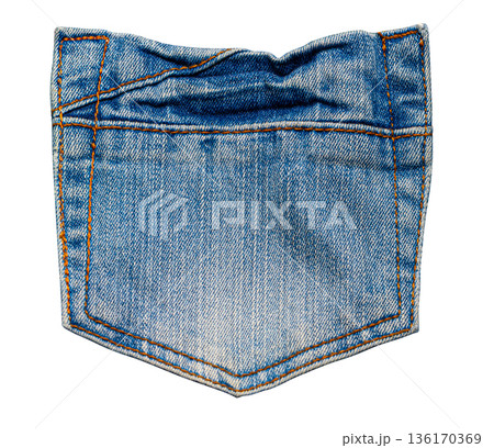 Blue distressed denim jean pocket transparent background Blue distressed denim jean pocket transparent background 136170369