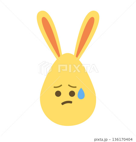 An Easter egg with bright emotions and bunny ears. Easter holiday concept An Easter egg with bright emotions and bunny ears. Easter holiday concept 136170404