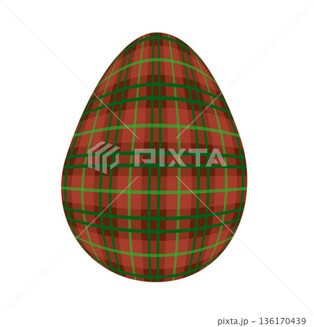 Easter egg in a tartan pattern. Scottish pattern in a colorful check. Traditional Scottish tartan background. 136170439