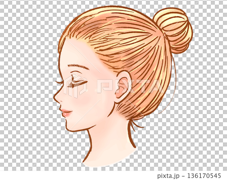 成年女性側面插圖,髮型為髮髻 4 成年女性側面插圖,髮型為髮髻 4 136170545