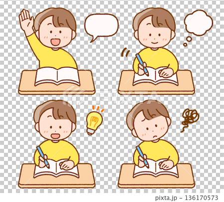 授業を受けるこどもイラストセット 授業を受けるこどもイラストセット 136170573