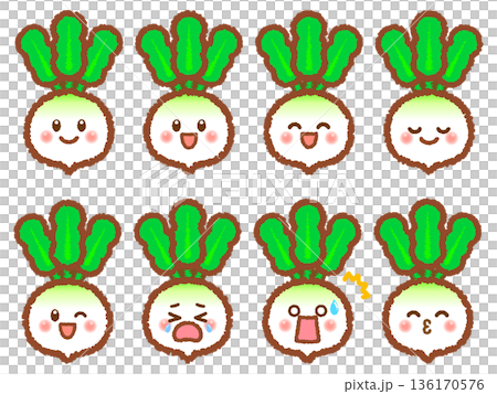Cute turnip illustration material set Cute turnip illustration material set 136170576