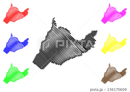 Theobroma municipality (State of Rondonia or Rondonia, RO, Municipalities of Brazil, Federative Republic of Brazil) map vector illustration, scribble sketch Theobroma map 136170609