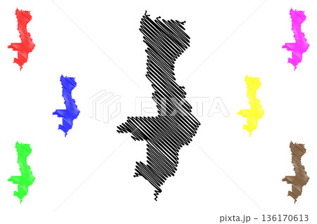 Vilhena municipality (State of Rondonia or Rondonia, RO, Municipalities of Brazil, Federative Republic of Brazil) map vector illustration, scribble sketch Vilhena map 136170613