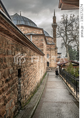 The tower and mosque in Tophane Square, Bursa. 136171274