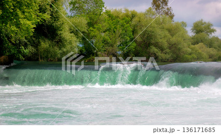 Majestic Manavgat waterfall with turquoise water in Turkey 136171685