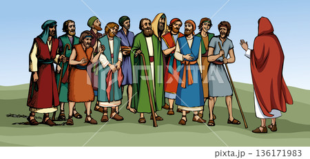Vector illustration. Jesus chose 12 apostles. Vector illustration. Jesus chose 12 apostles. 136171983
