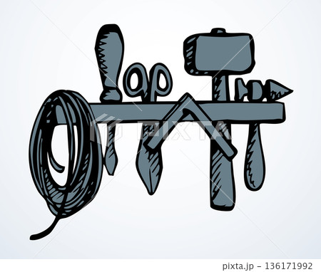 Vector illustration of tools in a workshop. 136171992