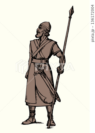Vector illustration of a man with a spear. 136172004
