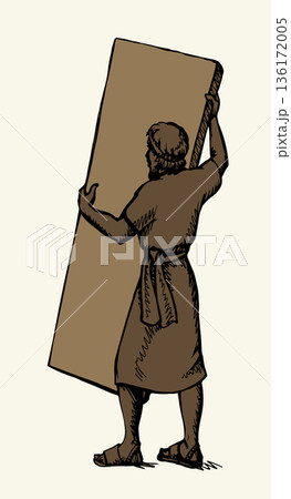 Vector illustration of a man carrying a heavy load. Vector illustration of a man carrying a heavy load. 136172005