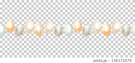 Easter egg seamless horizontal border. Hand drawn watercolor illustration isolated on white. Pastel clip art for vintage cards and invitations. Perfect for spring holiday posters and banners. Easter egg seamless horizontal border. Hand drawn watercolor illustration isolated on white. Pastel clip art for vintage cards and invitations. Perfect for spring holiday posters and banners. 136172078