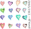 Collection of Hand-Drawn Soft Pastel Tones Hearts for Love Themes 136172682