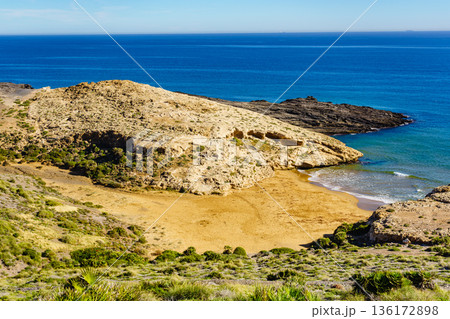 Beach sea shore. Coast in Murcia Spain. 136172898