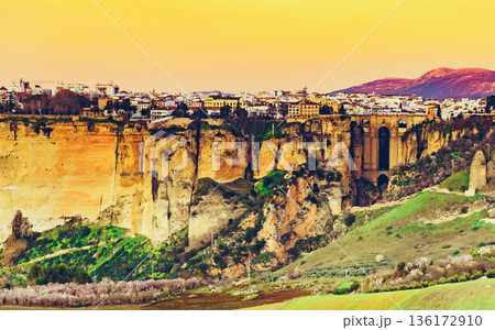 Ronda town and valley, Andalusia, Spain. 136172910