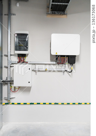 Solar inverter with two electrical panels for energy distribution 136173068