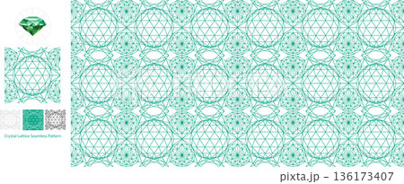 Crystal Lattice Grid Patterns Emerald Green 136173407