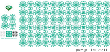 Seamless Gemstone Lattice Patterns Emerald Green Seamless Gemstone Lattice Patterns Emerald Green 136173411