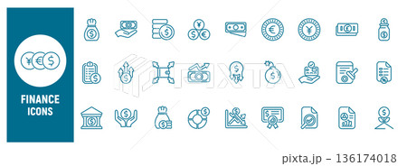 Finance line icon set for money banking and investment Finance line icon set for money banking and investment 136174018