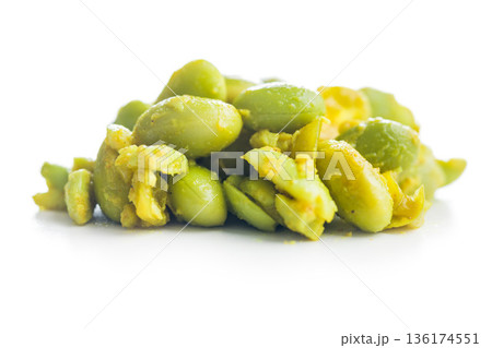 Salad with edamame beans and tofu isolated on white background. 136174551