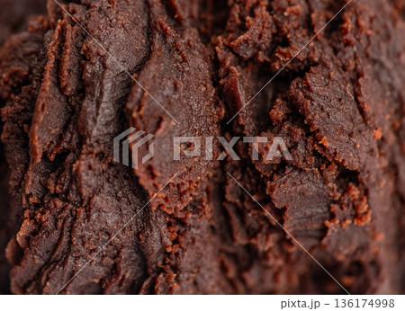 Dark chocolate texture background, closeup cocoa surface 136174998