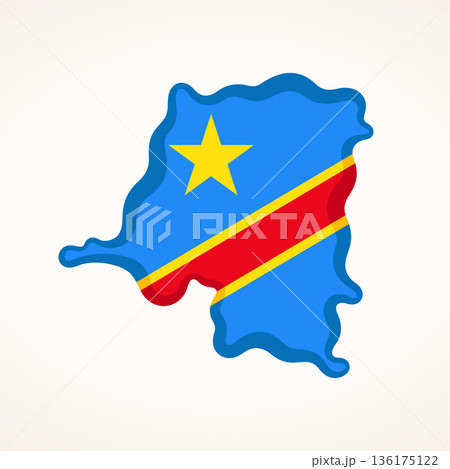 DR Congo - Map colored with flag 136175122