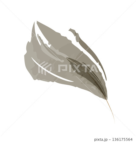 A lone watercolor leaf, rendered in muted shades of gray and soft green, stands out clearly on a crisp white backdrop. Gentle brushstrokes create fluid colors, showing a peaceful botanical element. A lone watercolor leaf, rendered in muted shades of gray and soft green, stands out clearly on a crisp white backdrop. Gentle brushstrokes create fluid colors, showing a peaceful botanical element. 136175564