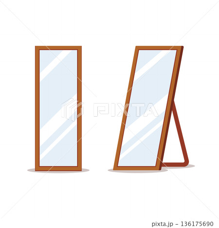 Floor mirror stand isolated vector cartoon design. Room floor big mirror stand illustration bedroom Floor mirror stand isolated vector cartoon design. Room floor big mirror stand illustration bedroom 136175690