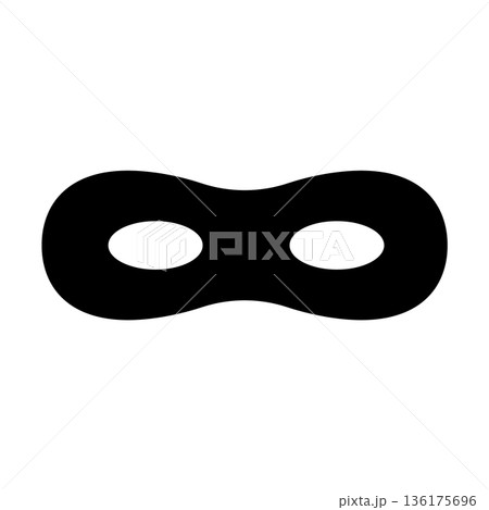 Superhero mask vector black icon. Silhouette hero cartoon character comic face. Flat black superhero 136175696
