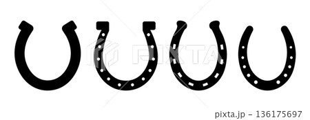 Horseshoe vector icon silhouette lucky design. Horse shoe western design symbol farm isolated logo. 136175697