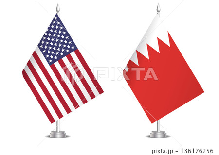 Flags of United States and Bahrain. The concept of partnership and joint action. Symbol of partnership, cooperation, international collaboration, peaceful negotiations, alliance, bilateral Flags of United States and Bahrain. The concept of partnership and joint action. Symbol of partnership, cooperation, international collaboration, peaceful negotiations, alliance, bilateral 136176256