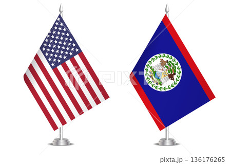 Flags of United States and Belize. The concept of partnership and joint action. Symbol of partnership, cooperation, international collaboration, peaceful negotiations, alliance, bilateral 136176265