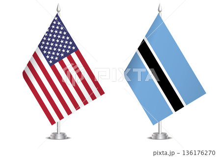 Flags of United States and Botswana. The concept of partnership and joint action. Symbol of partnership, cooperation, international collaboration, peaceful negotiations, alliance, bilateral 136176270