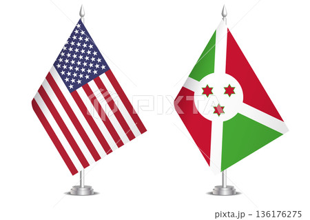 Flags of United States and Burundi. The concept of partnership and joint action. Symbol of partnership, cooperation, international collaboration, peaceful negotiations, alliance, bilateral Flags of United States and Burundi. The concept of partnership and joint action. Symbol of partnership, cooperation, international collaboration, peaceful negotiations, alliance, bilateral 136176275