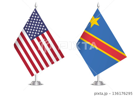 Flags of United States and Democratic Republic of the Congo. The concept of partnership and joint action. Symbol of partnership, cooperation, international collaboration, peaceful negotiations 136176295