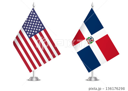 Flags of United States and Dominican Republic. The concept of partnership and joint action. Symbol of partnership, cooperation, international collaboration, peaceful negotiations, alliance, bilateral Flags of United States and Dominican Republic. The concept of partnership and joint action. Symbol of partnership, cooperation, international collaboration, peaceful negotiations, alliance, bilateral 136176298