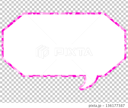 Stained glass style speech bubble, triangular pattern, elongated octagon Stained glass style speech bubble, triangular pattern, elongated octagon 136177387