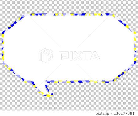 彩色玻璃風格的對話泡泡,三角形圖案,細長的八邊形 彩色玻璃風格的對話泡泡,三角形圖案,細長的八邊形 136177391