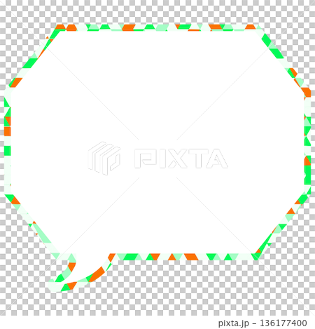 Stained glass style speech bubble, triangular pattern, octagonal shape with corners Stained glass style speech bubble, triangular pattern, octagonal shape with corners 136177400