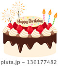 チョコとクリームの誕生日ケーキ 136177482