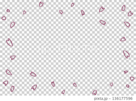 Hand-drawn warm-colored cherry blossom petal frame 136177596