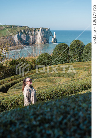 Woman in Jardins d'Etretat 136177755