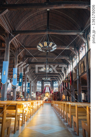 Interior of Sainte-Catherine Church in Honfleur, Normandy Interior of Sainte-Catherine Church in Honfleur, Normandy 136178006