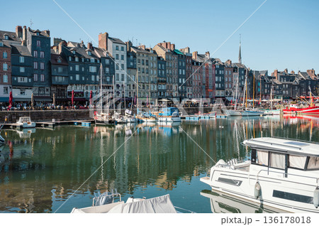 Charming street in Honfleur, Normandy, France Charming street in Honfleur, Normandy, France 136178018