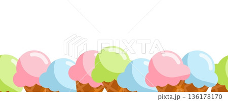 Pastel Ice Cream Cone Border Banner Background 136178170