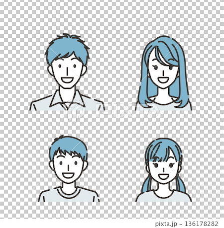 Smiling couple in their 20s and children set Smiling couple in their 20s and children set 136178282