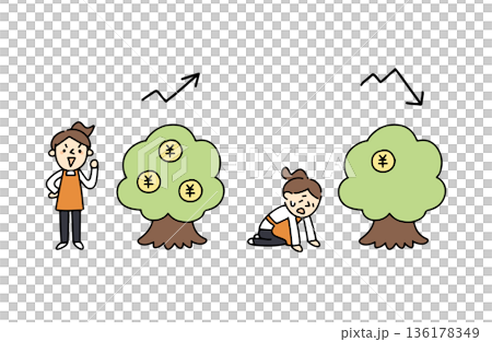 主婦と資産形成をイメージしたイラスト 136178349