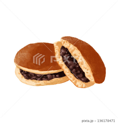 水彩で描いたどら焼き 水彩で描いたどら焼き 136178471