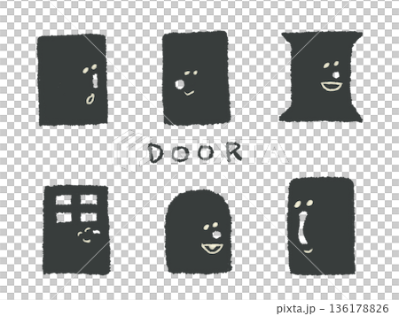 Expressive hand-drawn illustrations of doors that can be used as icons or symbols in designs Expressive hand-drawn illustrations of doors that can be used as icons or symbols in designs 136178826
