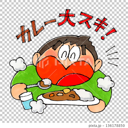 Boy eating curry Boy eating curry 136178850