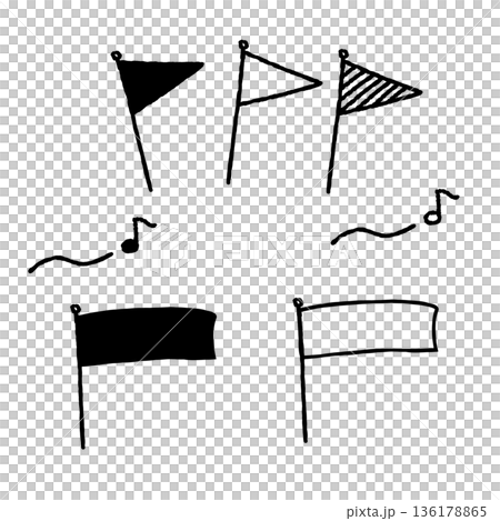 Hand drawn flag illustration set 136178865